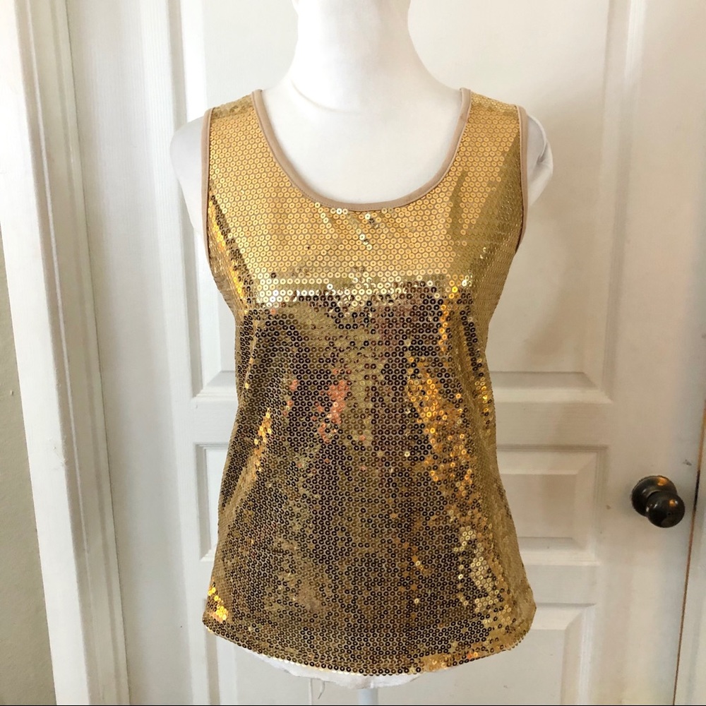 3/$20 Celly K gold sequin sleeveless blouse